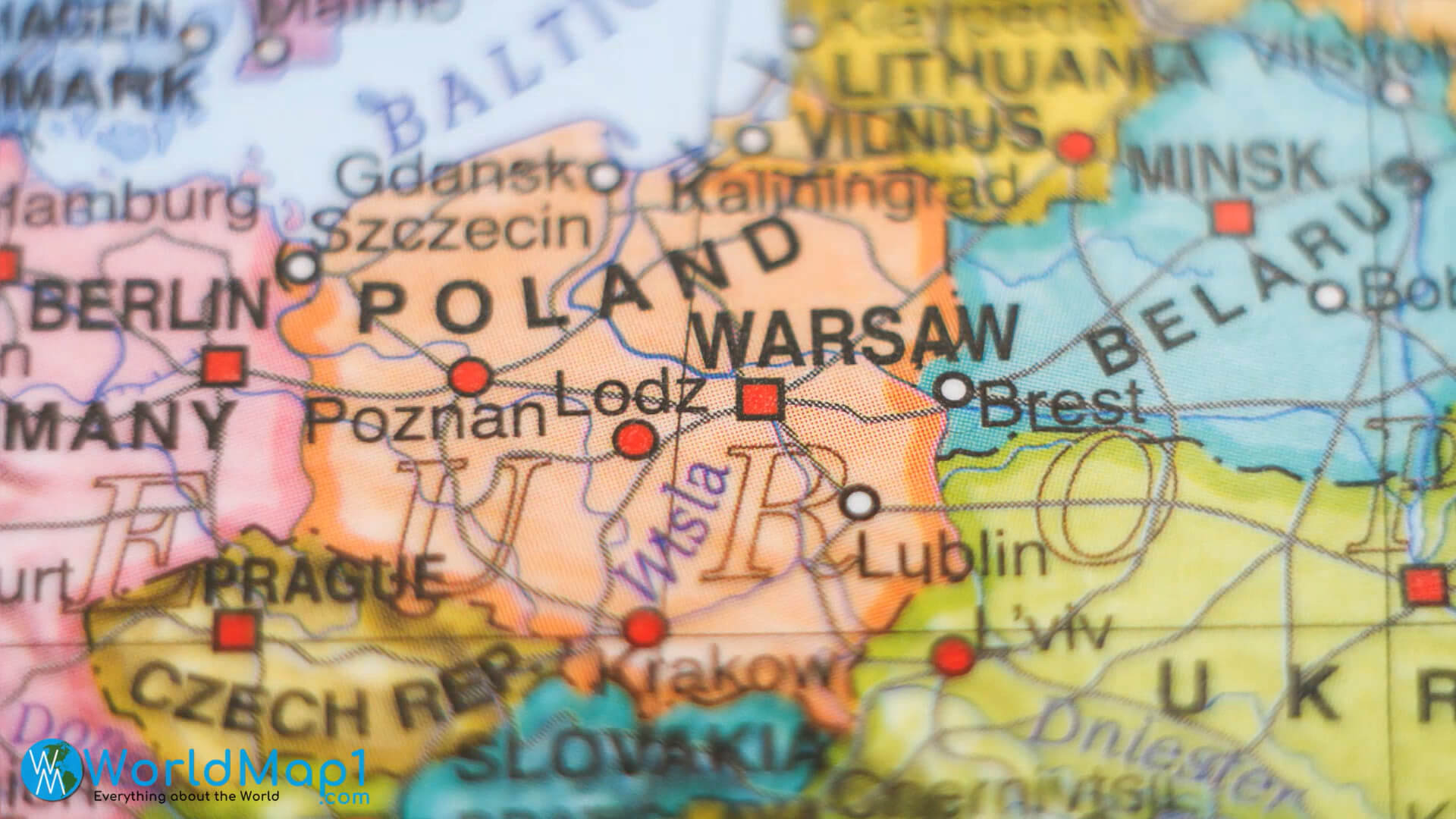 Carte de Varsovie avec Lublin